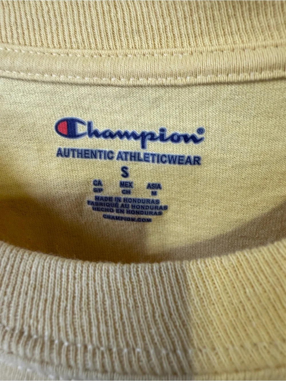 Champion Cream Crewneck Tee with Blue Logo - Picture 3 of 3